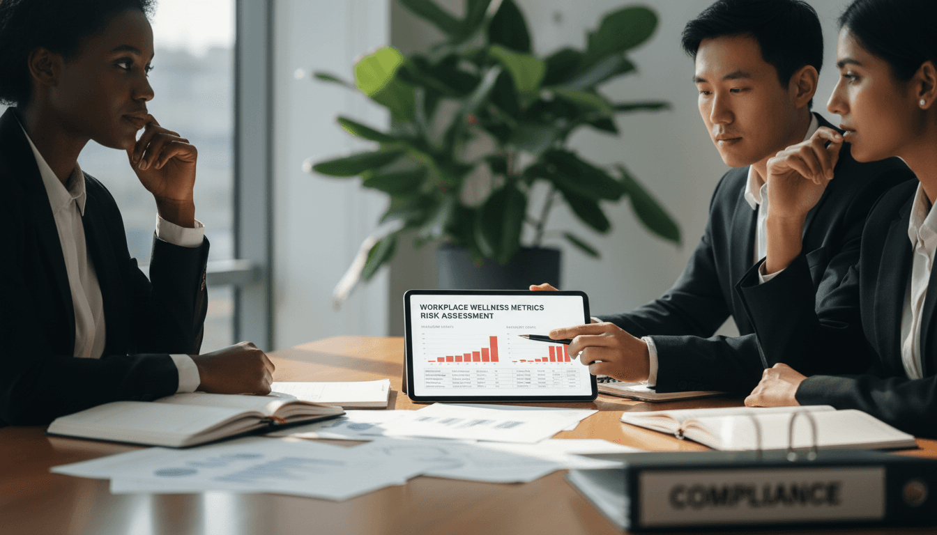 Painel de controle Mentorisk exibindo mapa de calor de riscos psicossociais e indicadores de conformidade NR-1